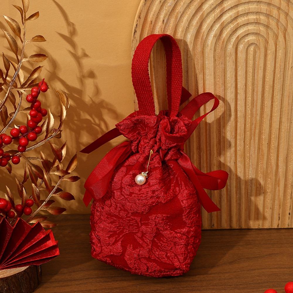 Cloth Wedding Candy Bag Embossed Flowers Engagement Gift Packing Bag  Engagement/Wedding