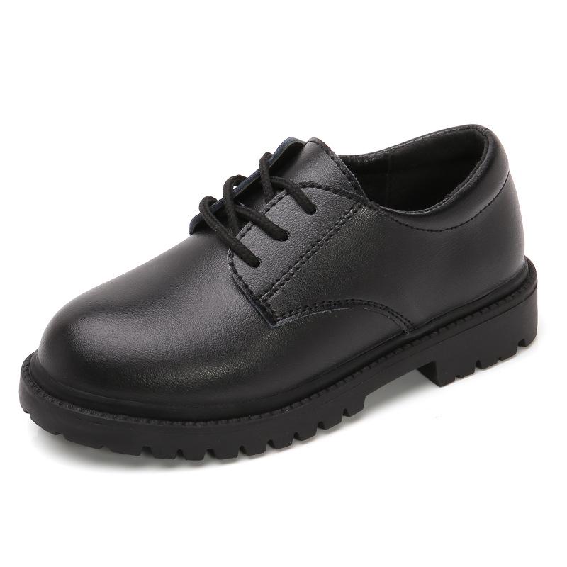 Boys' Black Leather Shoes Soft Sole, Korean-Style, for Spring/Autumn 2025 School Performance.