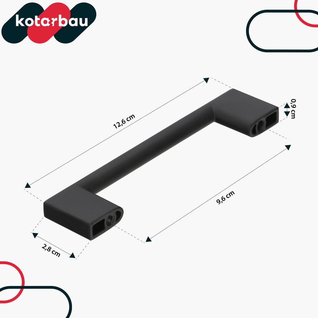 KOTARBAU® Kitchen Furniture Handle Classic Modern Oblong Long Matte Black 126 MM Spacing 96 MM Set of 10