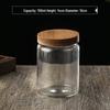 Large Glass Storage Jar with Striped Wooden Lid, Airtight & Food-Grade, Round Transparent Chinese Kitchen Collectible