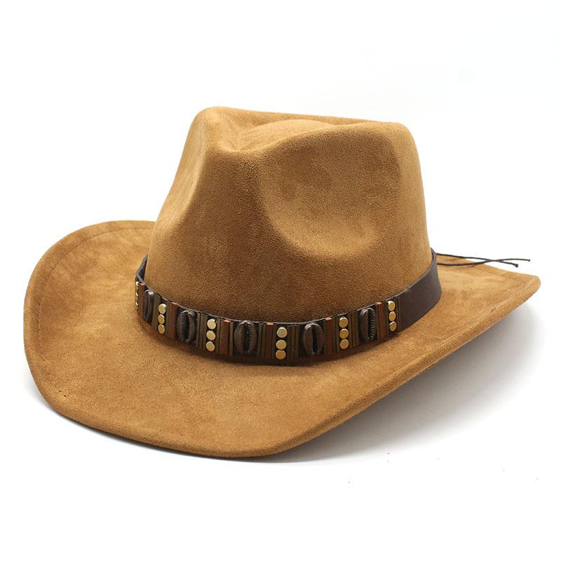 Male And Female Couples Hats Ethnic Style Suede Western Cowboy Top Hat