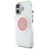 Guess IML Metal Colored Circle Classic Logo MagSafe case for iPhone 16 pink