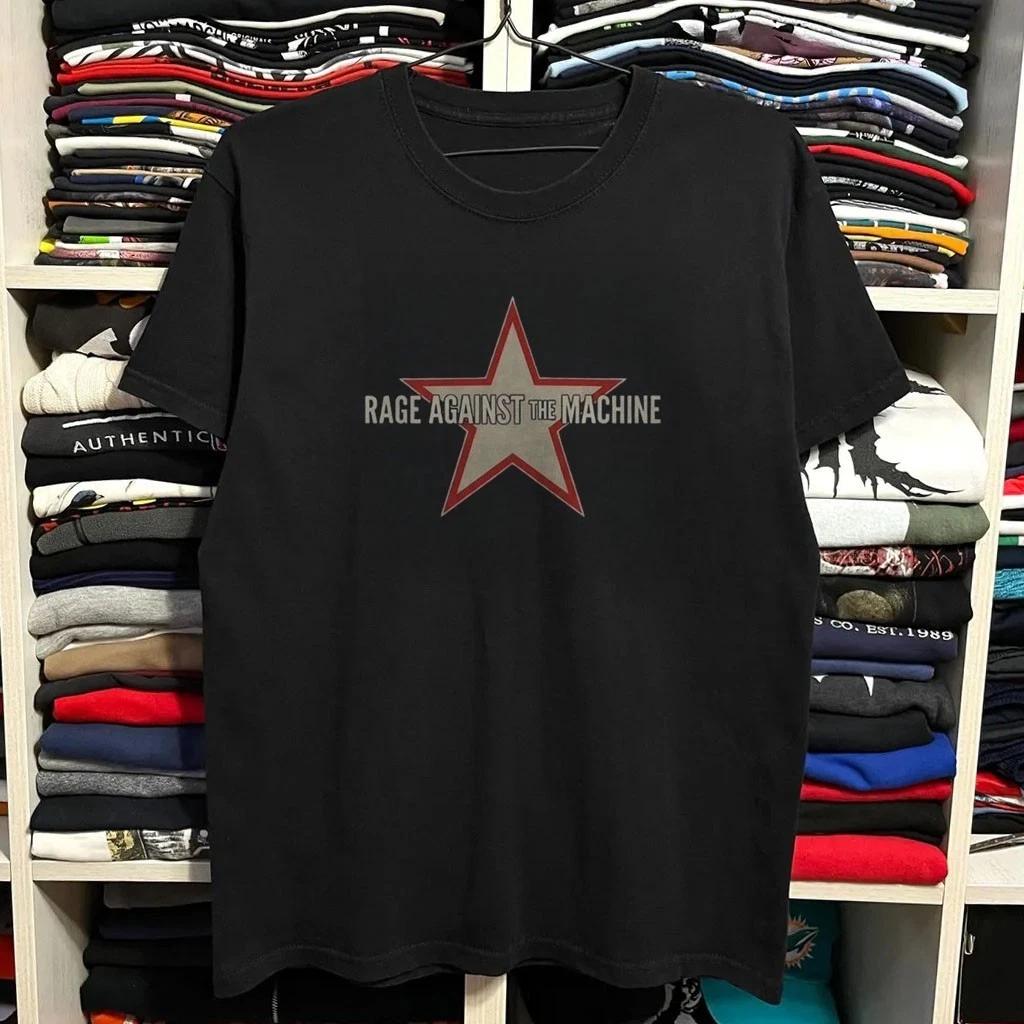 RAGE AGAINST THE MACHINE Logo Star Unisex Black T-shirt S-