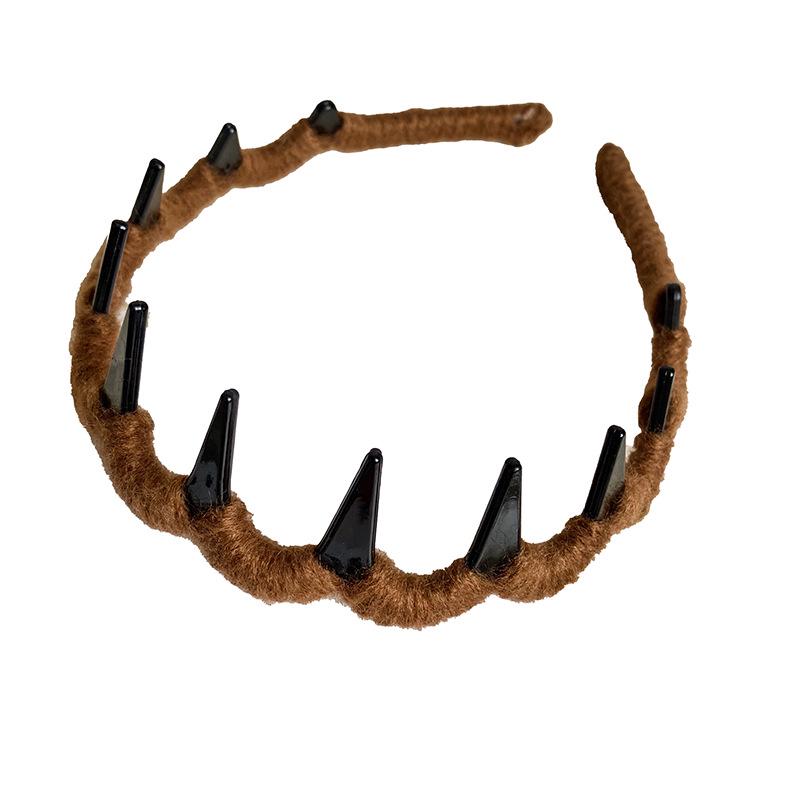 No-Slip Toothed Wave Headband - New Style, Solid Color, Wool Wrapped, Hair Comb Design