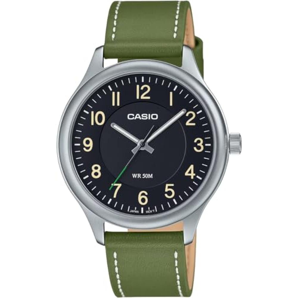 

CaSio Mtp B160l 1b1v [] [CaSio] Стандартные кварцевые мужские часы с черным циферблатом и зеленым кожаным ремешком overSeaS