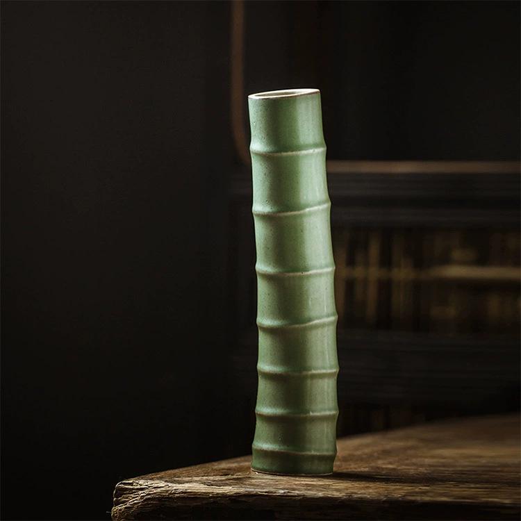 Zen Bamboo Joint Wall Hanging Vase: Ceramic Flower Holder for a Simple, Creative Arrangement.