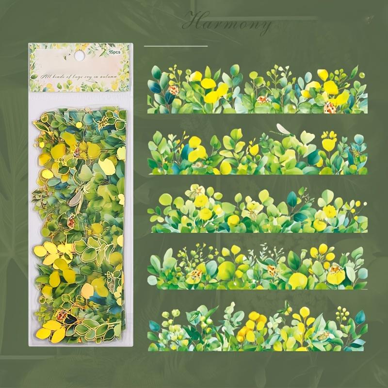 15 Stück Herbstpflanzenblatt- und Fruchtaufkleber Selbstklebende Scrapbook-Abziehbilder Unregelmäßige Formen für Telefon, Laptop, DIY-Bastelarbeiten, Dekorative Aufkleber mit Herbstthema