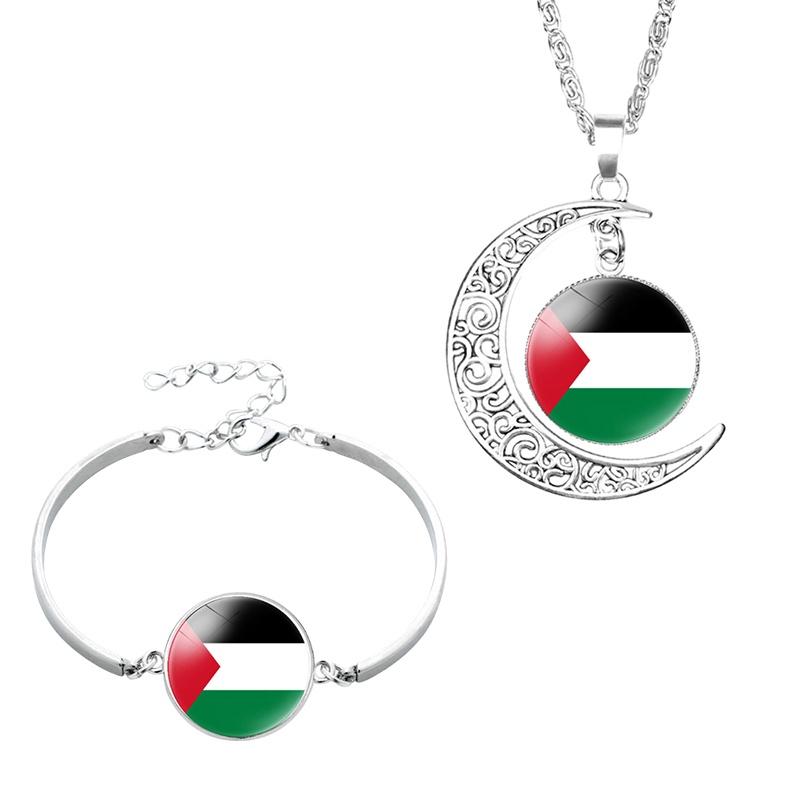 Flag Moon Palestine Pendant Necklace Woman Fashion Accessories Presents Girl