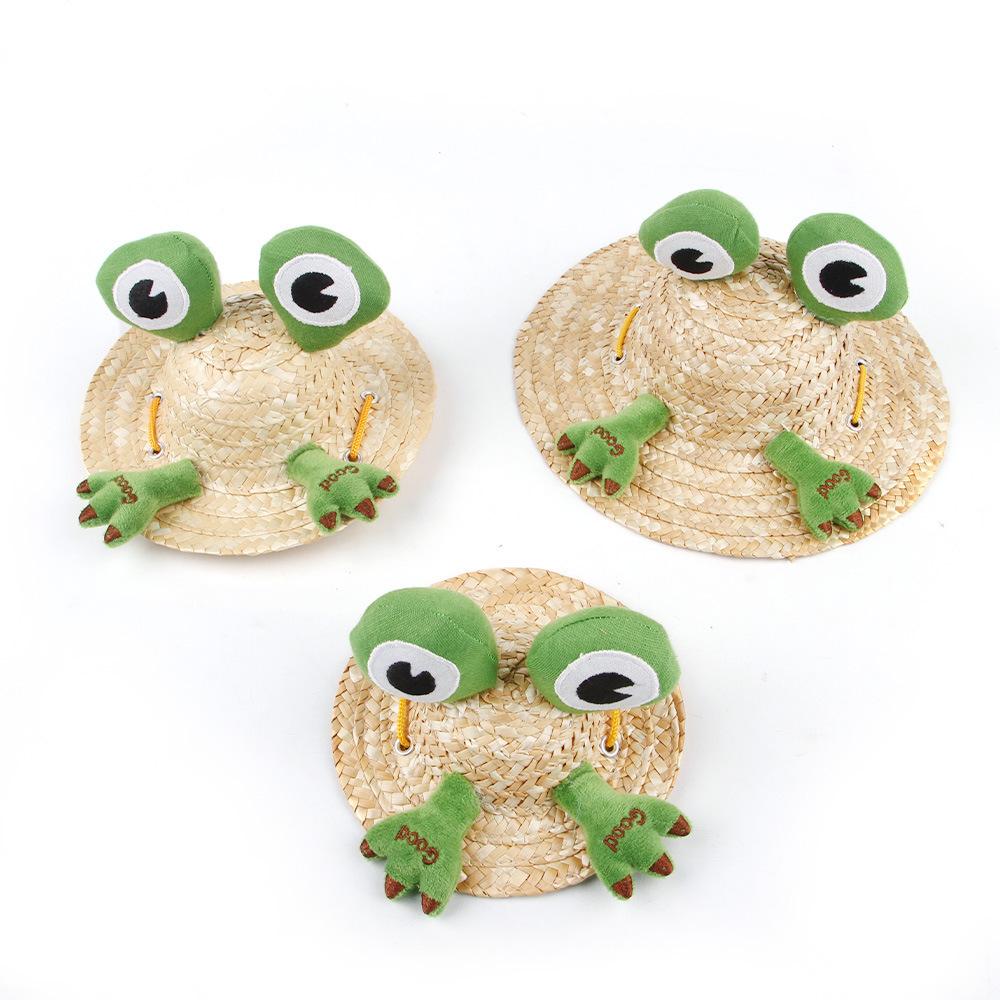 Pet act cute straw hat, cute doll hat spring and summer sunshade into funny pet hat