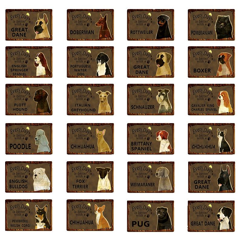 

[ Келли66 ] Домашние животные Собака Чихуахуа Немецкий дог Мопс Боксер Металлический знак Жестяной плакат Домашний декор Бар Настенная художественная роспись 20 * 30 см Размер Dy83