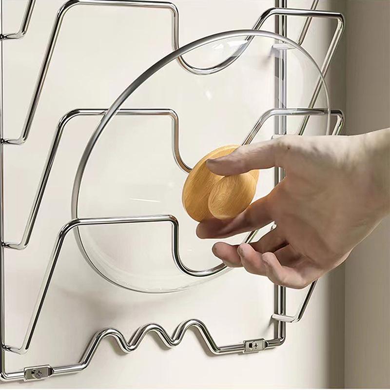 Kitchen Organizer Rack Wall Hanging Pot Cover Rack Five-Layer Pot Lid Metal Rust-Free Multifunctional Rack Pot Lid Storage Rack