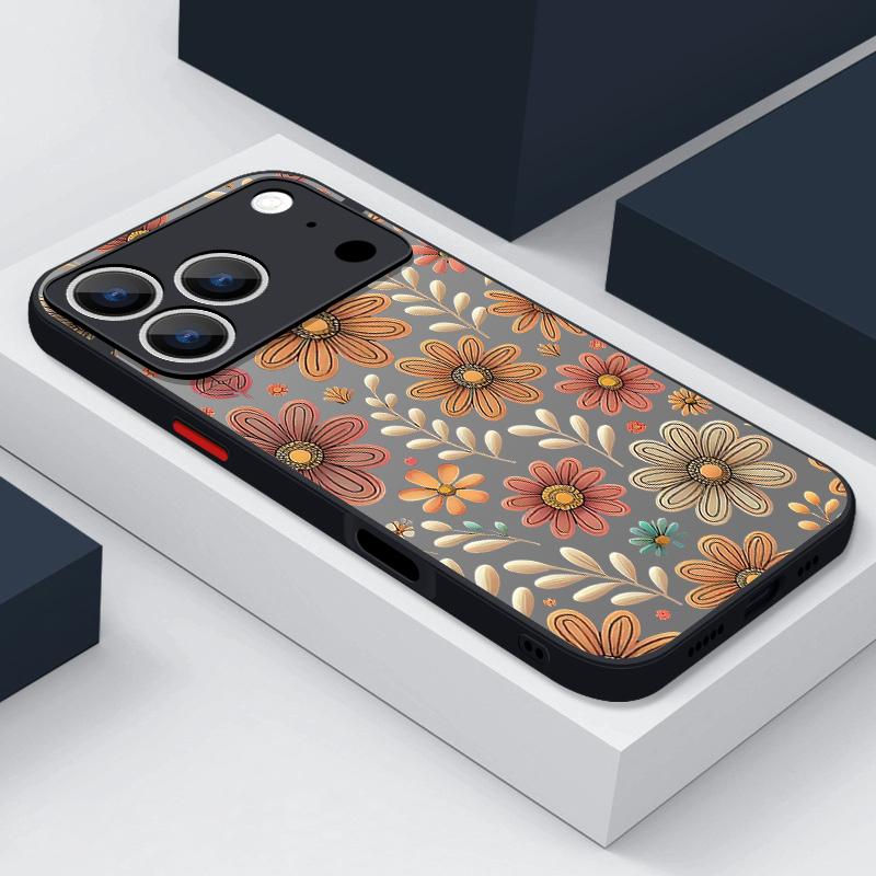 Cartoon Flowers Print Case For iPhone 17 Air 16e 16 15 14 Pro Max 13 15 Pro 17 Pro 17 Shockproof Soft Edge Hard PC Matte Phone Cover