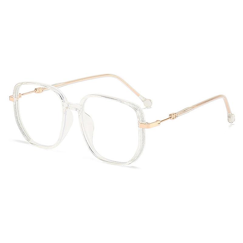 Anti-Blue Light Square Metal Glitter Frame Reading Glasses Gafas Women  Optical Eyewear Anti-Blue Light Mirror