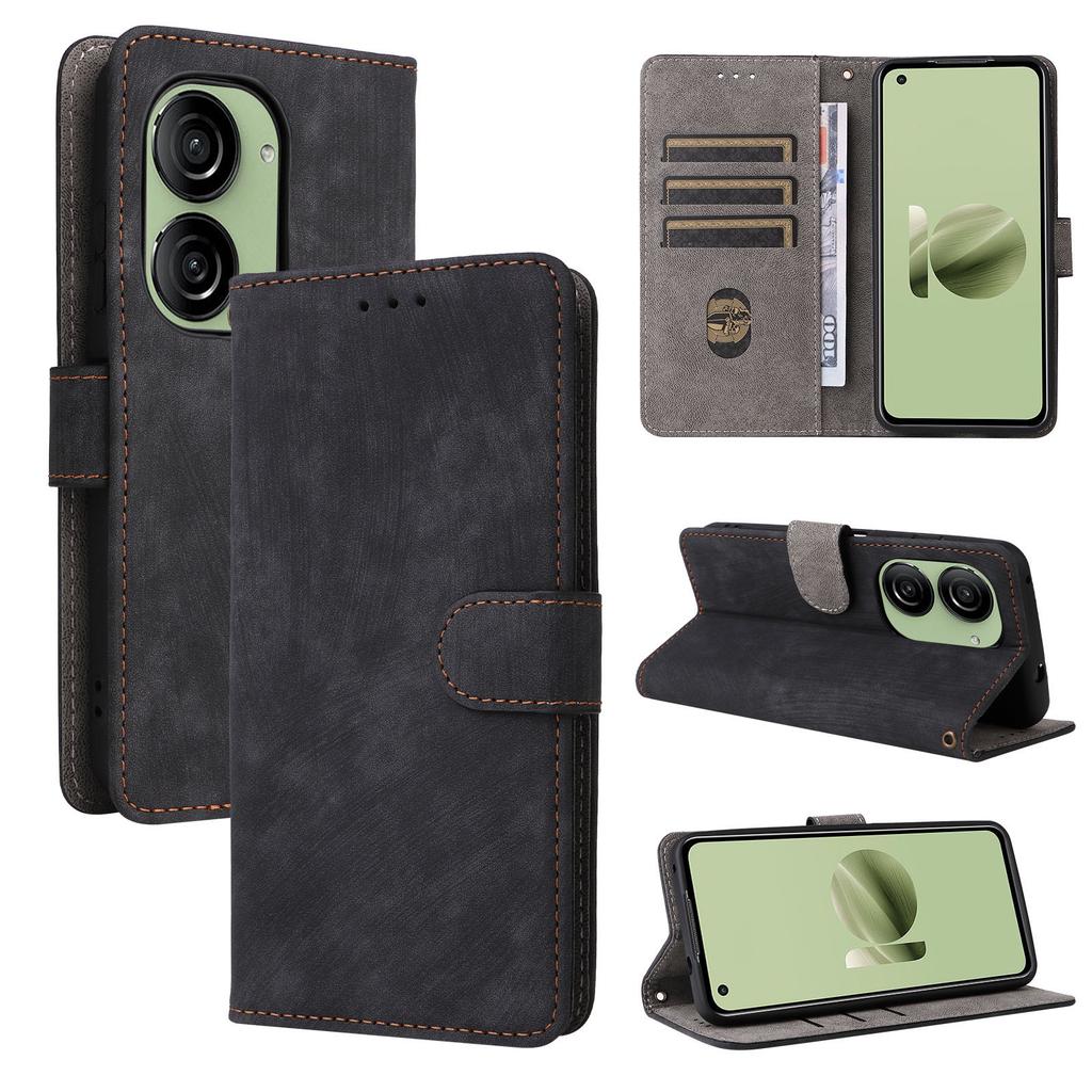 For Asus Zenfone 10 5G/Zenfone 9 5G Phone Case Wallet Stand Magnetic PU Leather RFID Blocking Cover with Strap