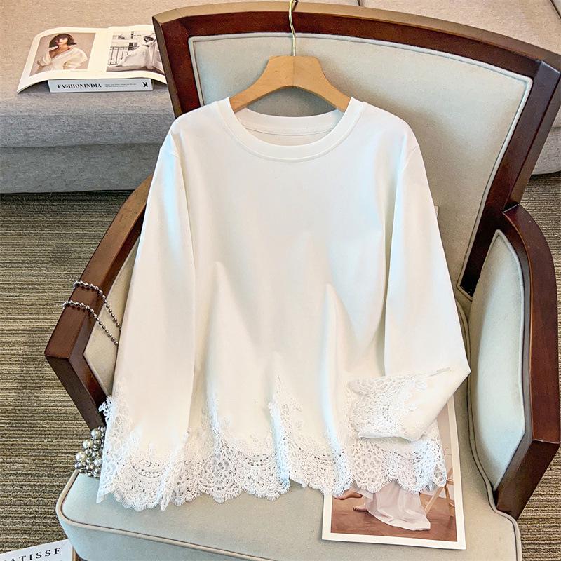 Haut de base tricoté ample à col rond pour femme grande taille, Tour de poitrine 150/160, Longueur moyenne (350-9136)