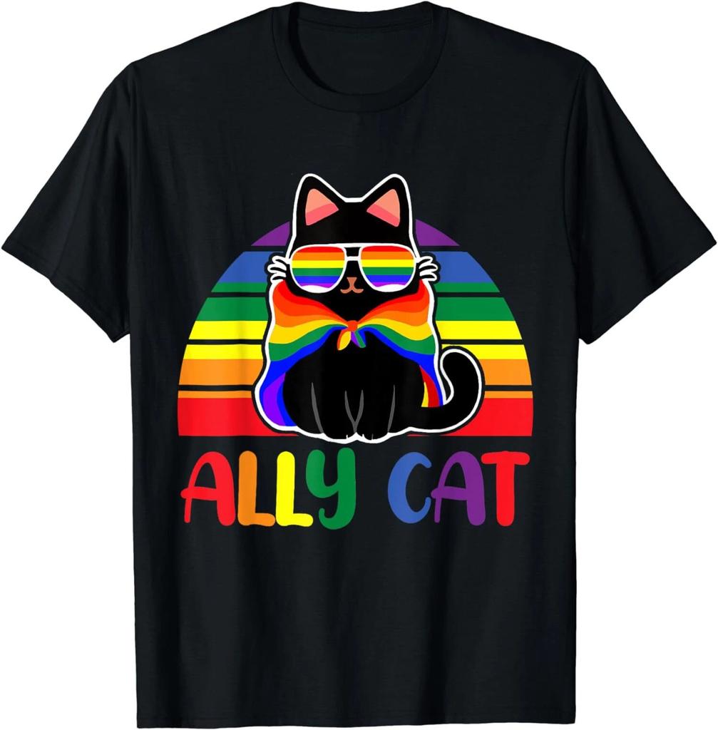 Gatto Alleato LGBT Sii Gentile Arcobaleno Gay Bandiera LGBTQ T-Shirt Unisex