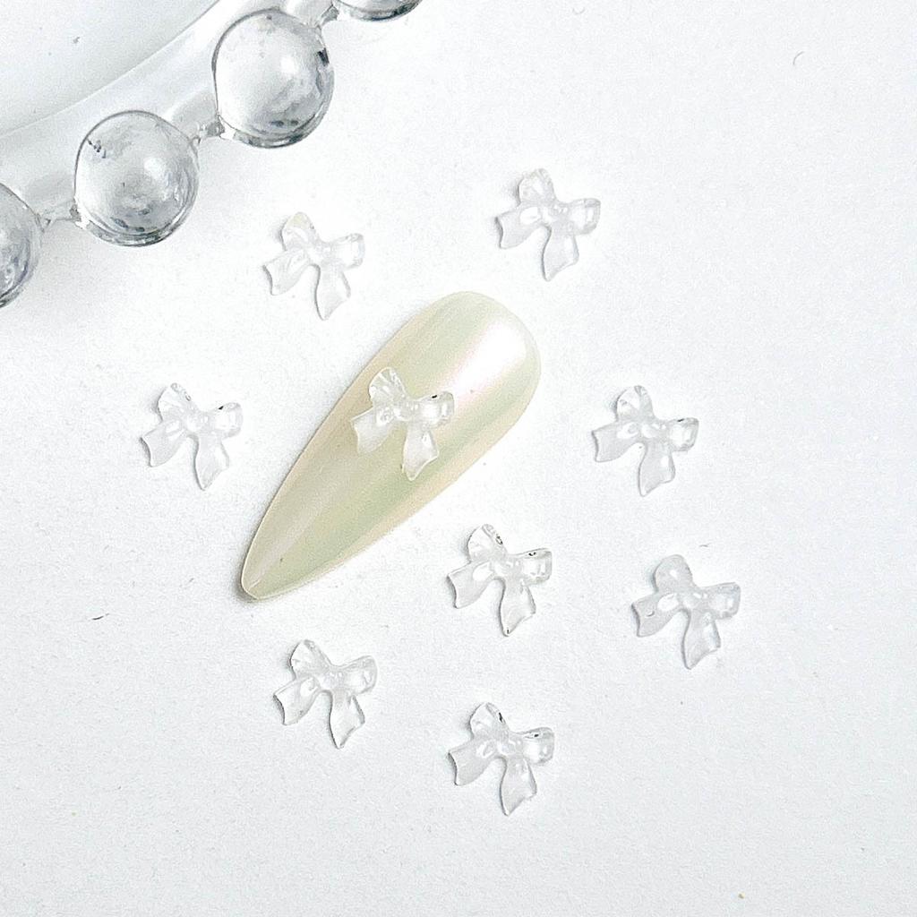 Mini Small Bow Nail Art Accessories Internet Celebrity Ice Transparent Resin 3D Bowknot Beautiful Girl Nail Decoration