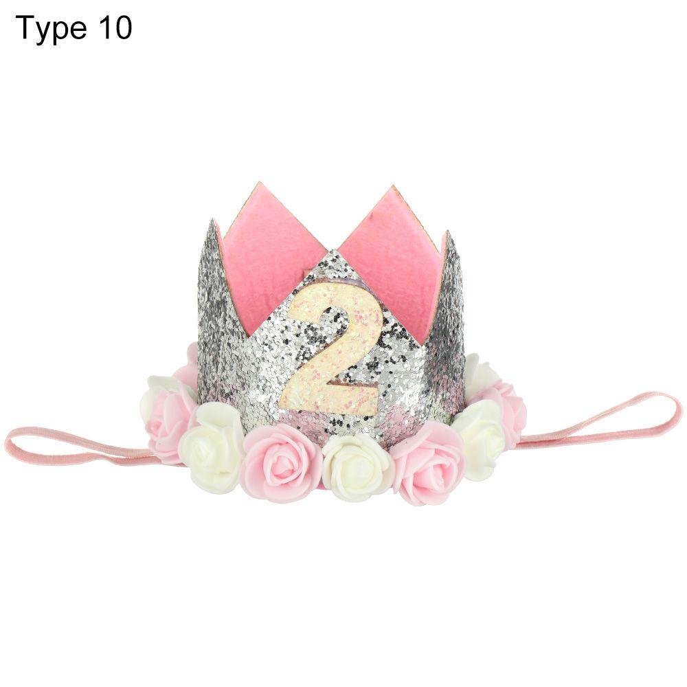 Happy Birthday Party Hats 1/2/3/half/one Baby Crown Prince/Princess Cap Christening Gender Reveal Boy Girl Photography Props