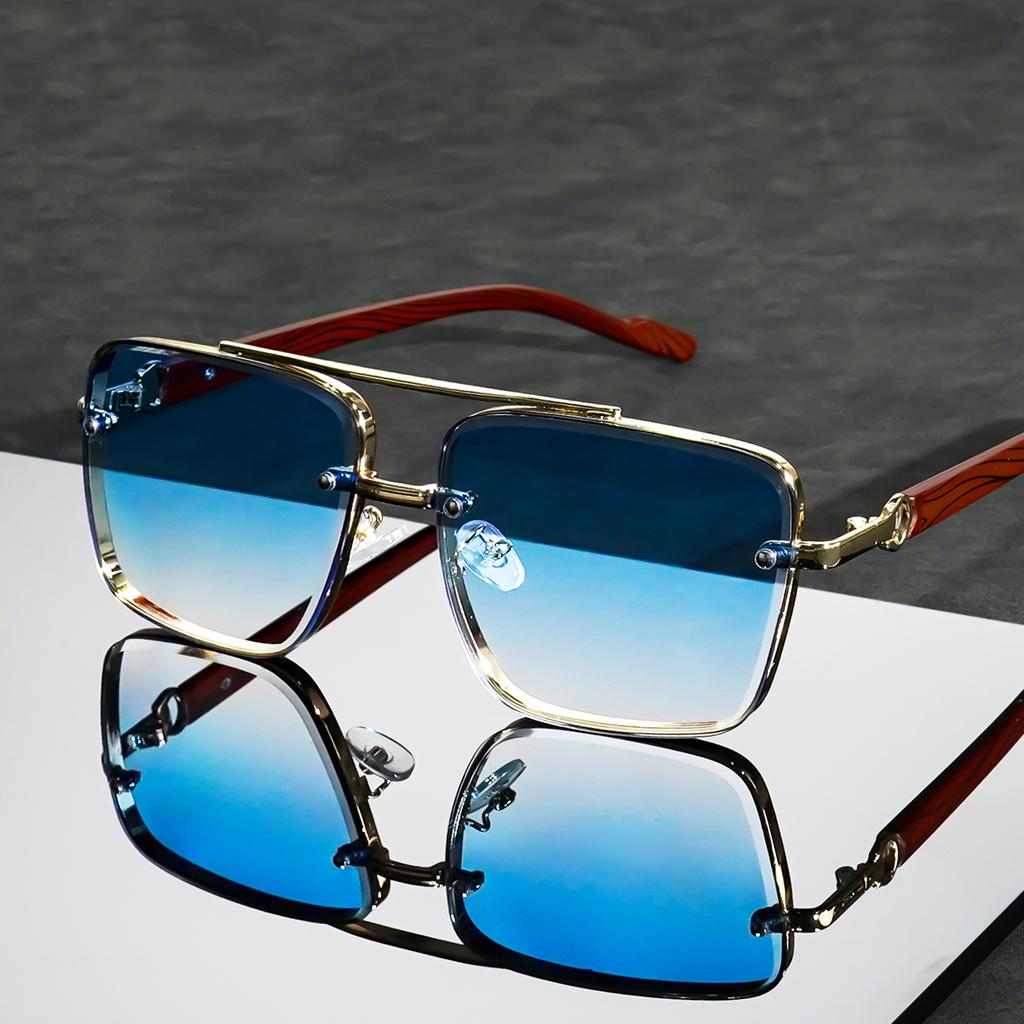 Retro Double Bridges Square Metal Sunglasses Fashion Men Women Gradient Lens Glasses Brand Designer Unisex Eyewear Uv400