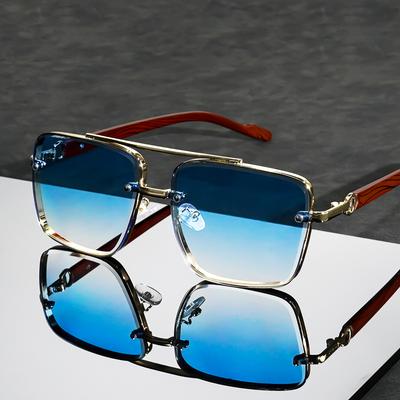 Lunettes de soleil rétro carrées en métal à double pont Mode Homme Femme Verres dégradés Lunettes Marque Designer Unisexe Lunettes de protection Uv400