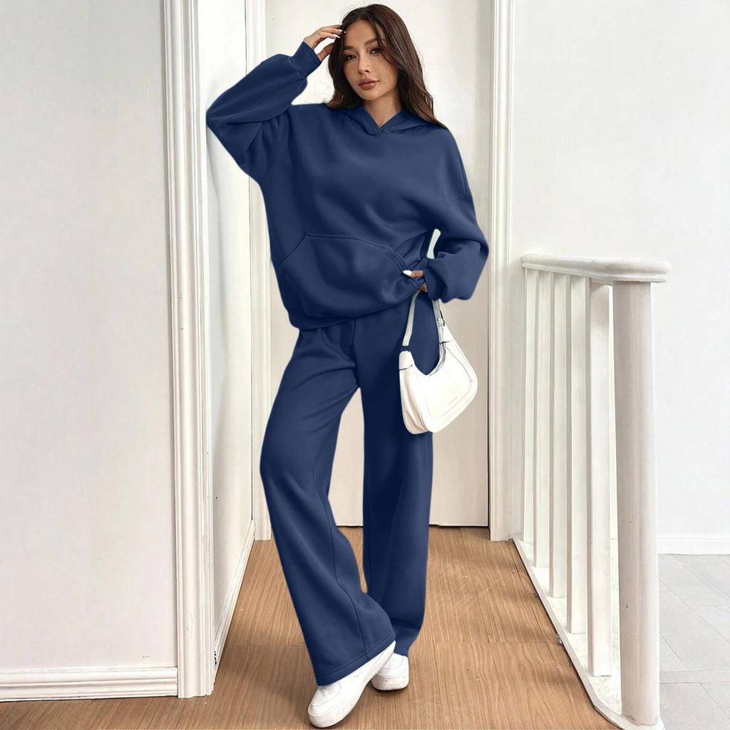 Women's Casual Warm Hooded Sweatshirt And Sweatpants /Winter Sports Set