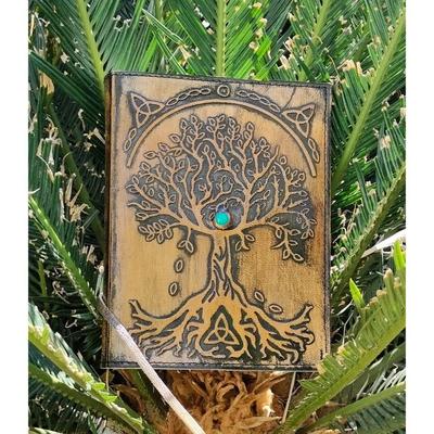 Lebensbaum Lederjournal, Notizbuch, Nachfüllbares Tagebuch, Geschenk für Naturliebhaber, Journal mit linierten Seiten, Türkisstein, Tagesplaner