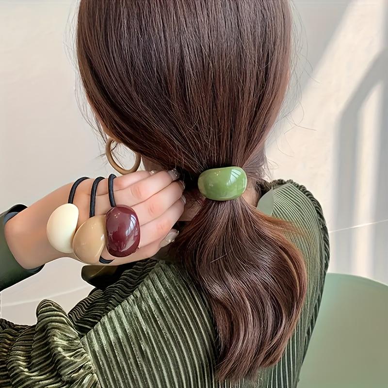 6er-Set hochelastischer einfacher Haargummis in gemischten Farben, bonbonfarbene Acryl-Haaraccessoires, französisches elegantes Design, niedliches Stirnband mit Gummiband