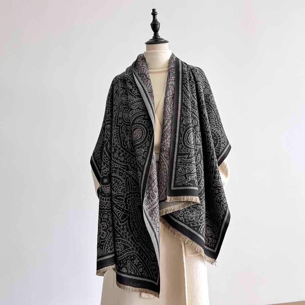 Winter Women's Cashmere Paisley Print Double-Sided Scarf Elegance Shawl Pashmina Warm Female Outdoor Fashion Accessory