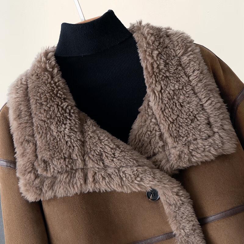 Sibaoshe Women's Lapel Faux Shearling Coat