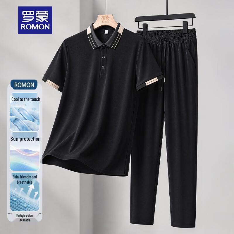 

ROMON Men s Ice Silk Polo & Pants Set 54