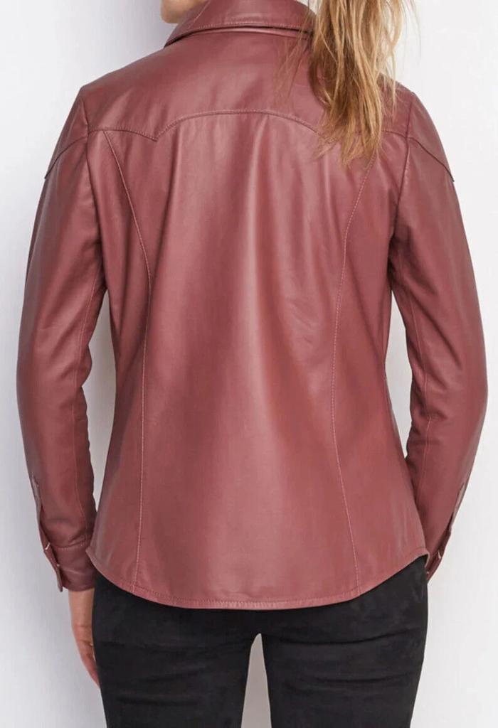 Handmade Casual Formal Wear Stylish Women's Leather Shirt Genuine Soft Lambskin