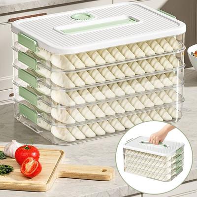 Multi-Layer Dumpling Storage Box Large Capacity 1/2/3/4/5 Layers Freezer Box Fresh Keeping Refrigerator Box Home Kitchen