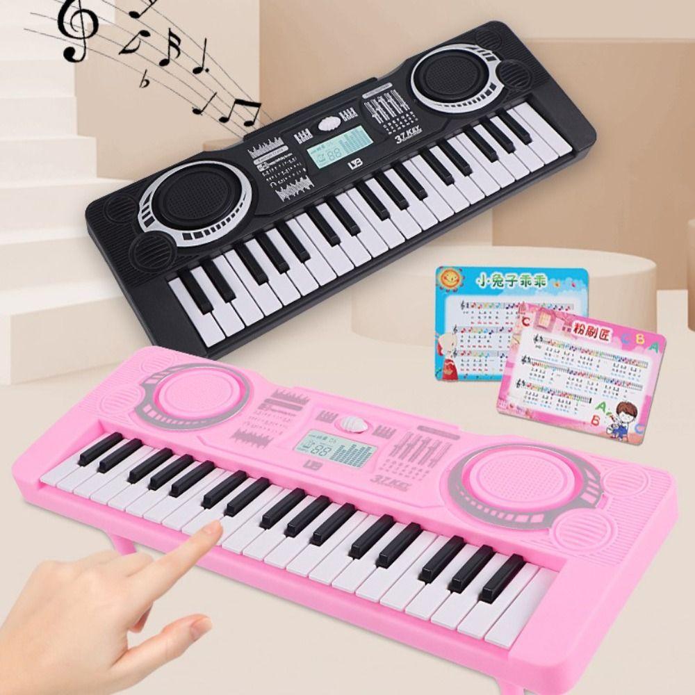 37 Keys Pink Kids Electronic Piano Toy Learning Music Piano Keyboard Toy Safety   Girls