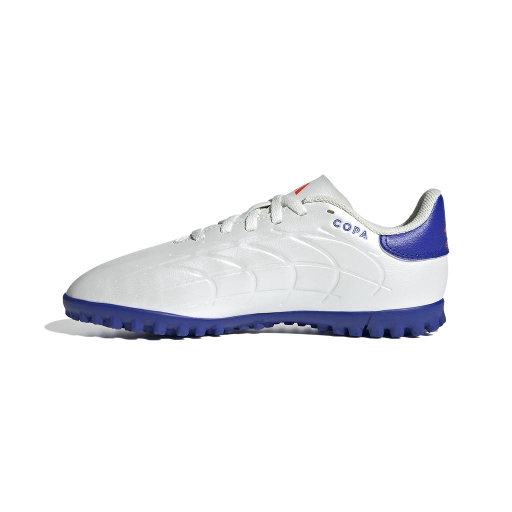 Adidas Copa Pure II Club TF Junior Futsal Shoes for Boys and Sizes Red Size Girls, 17-24.5cm, Unisex, White/Lucid Blue/Solar (IG8691), 23.0cm