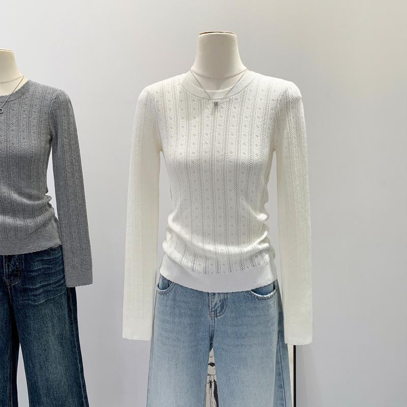 Elegant Miu-style Lace Knit Base Layer Top for Women - Autumn/Winter 2025 Collection Medium белый