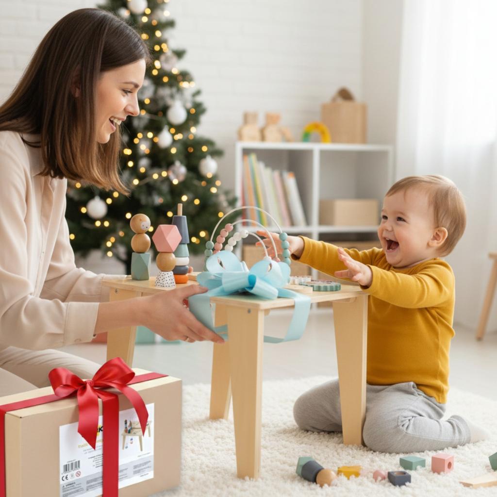 Multifunctional wooden Montessori manipulative educational table, fox
