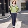 Stylish Colorblock Sportswear Set for Women - Perfect for Spring and Autumn Middle-aged Mothers: Jacket and Pants Two-Piece for an Age-Reducing Look