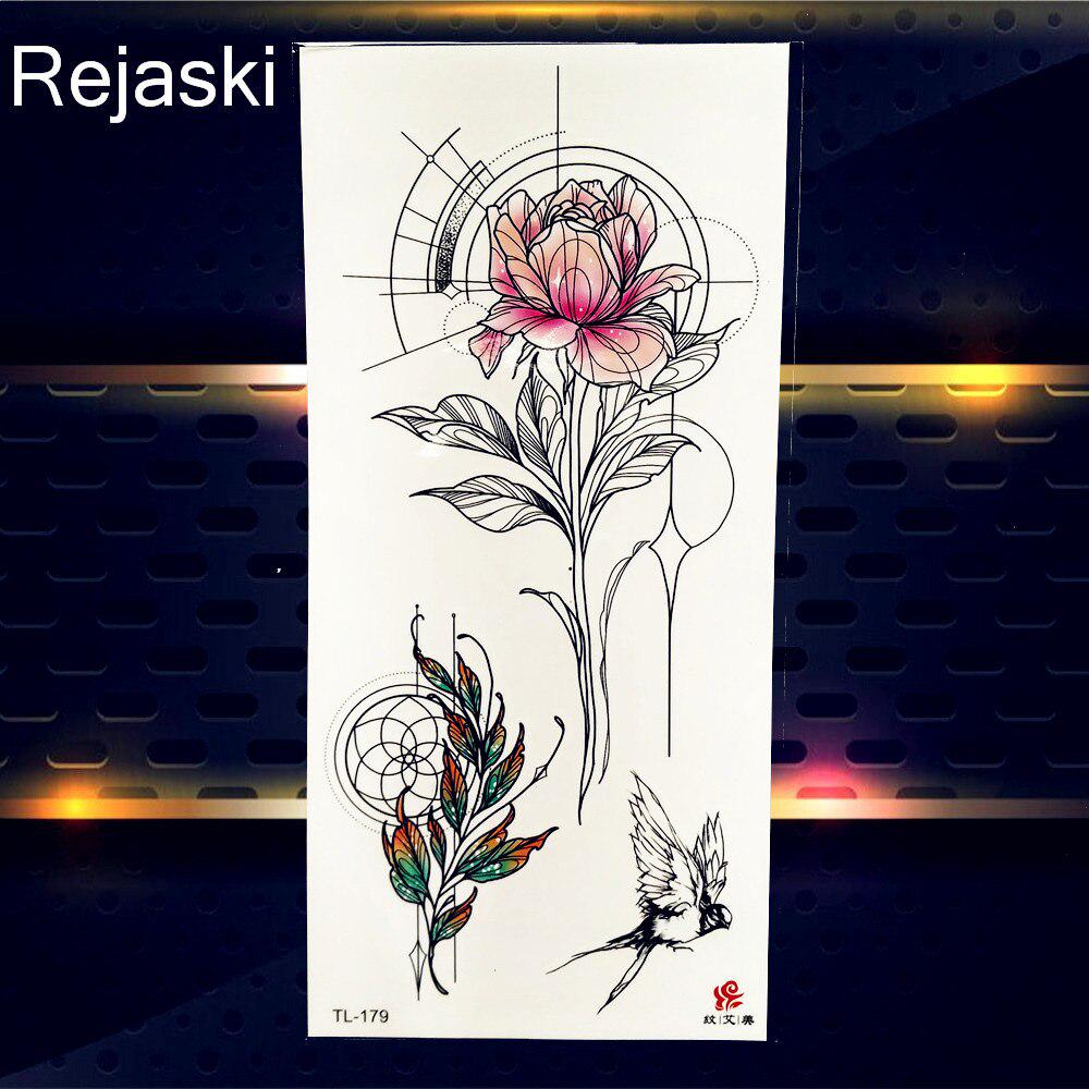 1 peça adesivo temporário de flor colorida tatuagem falsa à prova d'água para mulheres sexy beleza tatoos decalque