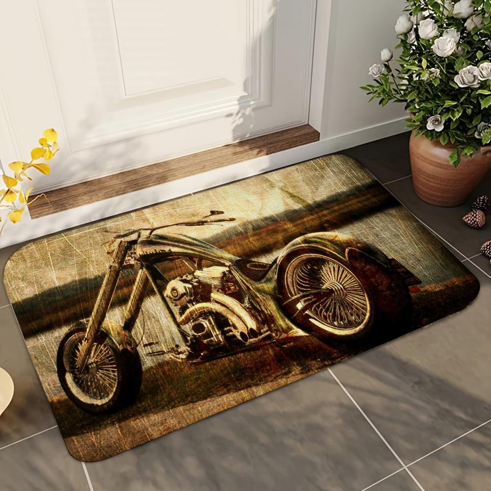 1ks Vintage Moto Koupelnové Absorpční Rohožky Protiskluzové Rohožky Domácí Dekorace Koberce Domácí Kuchyňské Podlahové Rohožky