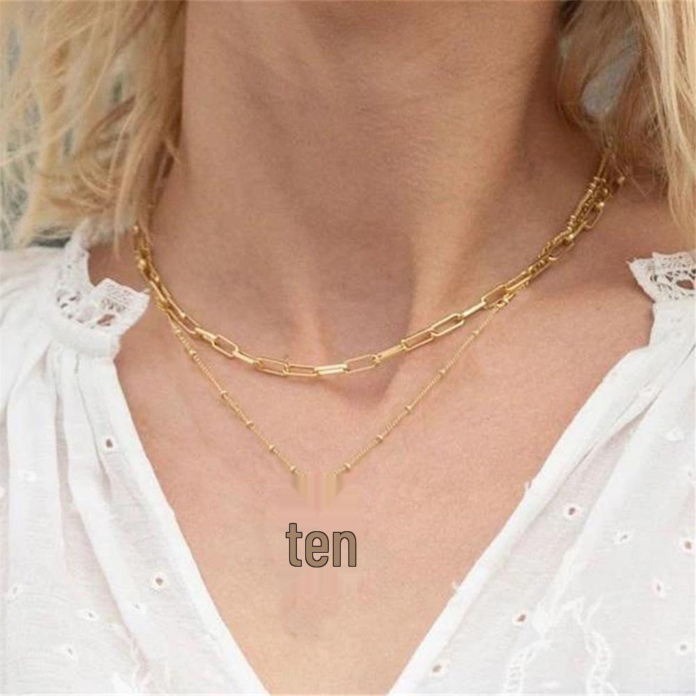 

New Women s Elegant Stainless Steel Double Layer Cross Pendant Necklace