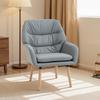 Living Room Armchair, Double Padded, Faux Leather, Wooden Legs, 68 X 74 X 89 Cm, Grey