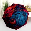 Tiger and Rooster  pattern, automatic folding umbrella, portable and foldable design, 8 ribs, a Christmas or birthday gift.