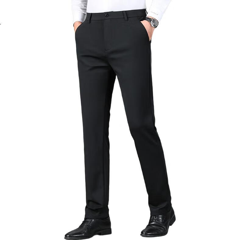 FIRS High Elasticity Milk Fiber Men's Pants Autumn Winter Thickened Business Casual Trousers Navy Blue 30