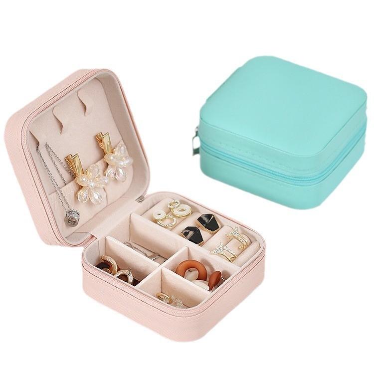 Jewelry Organizer Box With Leather Material For Earrings And Rings Storage