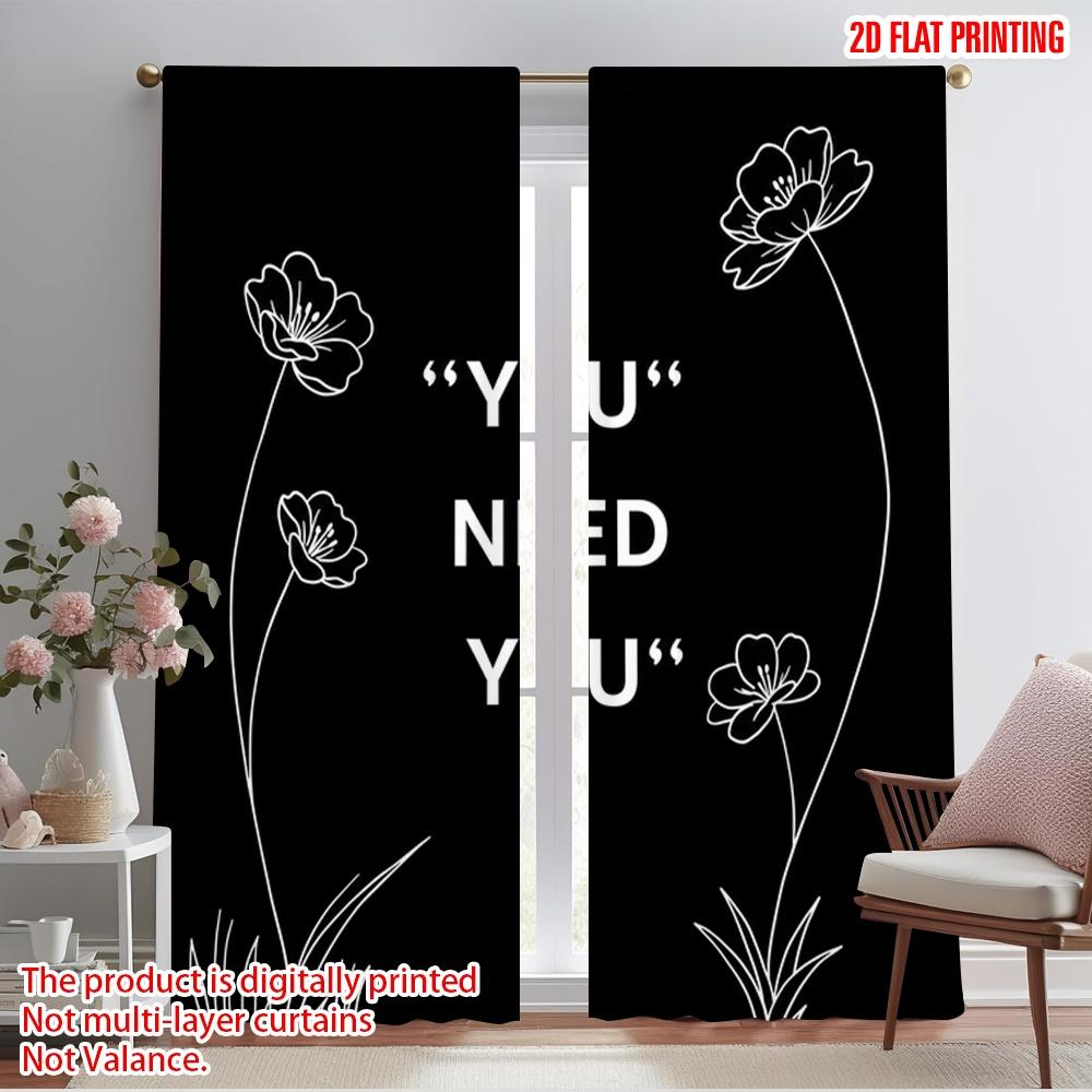 

2pcs 2D flat printing Window Drapes YOU NEED YOU Flowers 100% Polyester Without Electricity All Season Party & Holiday Decor for 52.50×116.00 CM 2pcs