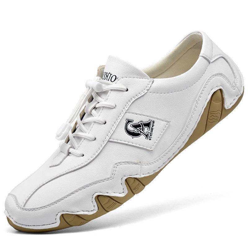 Spring 2025 new leather casual driving breathable octopus beanie shoes men's British lazy low-top casual shoes