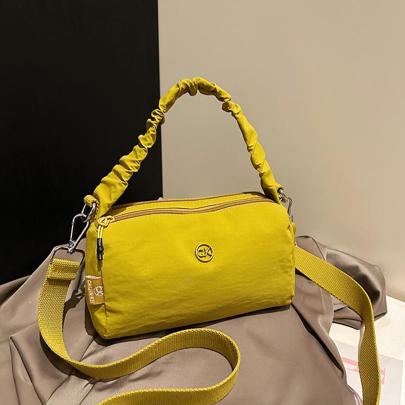 Summer New Foreign Style Portable Cylinder Bag Women's Simple Fashion Shoulder Bag Casual Light Messenger Bag Nylon Bag