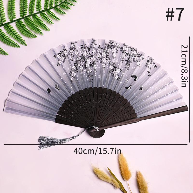Folding Fan Lace Flower Decor Chinese Style Fan Hand Held Anitque Art Craft Japnese Summer Female Dance Home Party Decoration