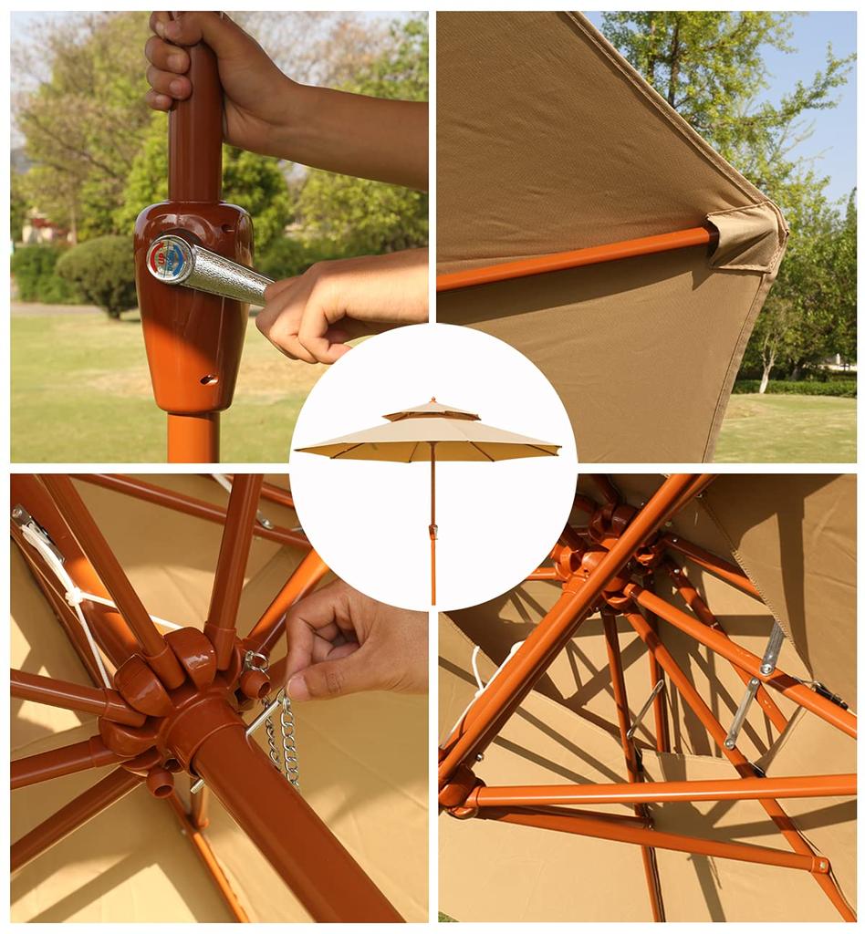 Garten UV Wasser Kurbelöffnung und Strand Sonnenschirm, Sonnenschirm, 270cm, Schutz, abweisend, Eisen, Schließen, Sonnenschirm, Gartenarbeit, Hof, Terrasse,