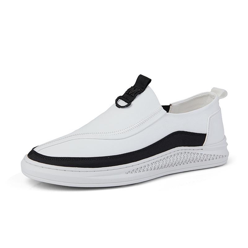Black White Leather Casual Shoes Men Spring Autumn Slip-On Mens Loafers Soft Italian Flats Men'S Light Moccasins Walking Shoes
